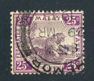 Federated Malay States,  Malaysia 1929.  25c Purple & Magenta. . photo