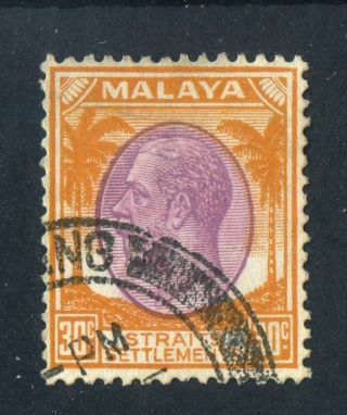 Straits Settlements,  Malaya 1936 - 7 Kgv.  30c Purple & Orange. . photo