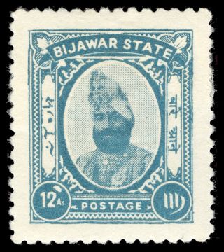 India - Bijawar 1937 Kgvi 12a Greenish Blue Cat £24 ($38).  Sg 14. photo