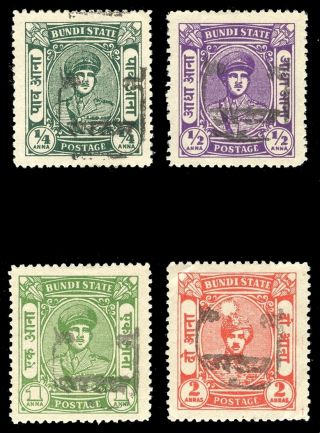 India - Rajasthan 1948 Kgvi ¼a,  ½a,  1a,  2a Cat £46 ($74).  Sg 1a,  2a,  3a,  4a photo