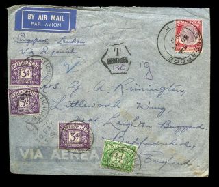 Malaya Postage Due 1937 Kg5 Airmail Gb 9 1/2d Adhesives. . .  Leighton Buzzard photo