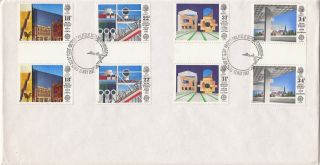 (27949) Gb Fdc Gutter Pairs British Architects In Europe - Bureau 12 May 1987 photo