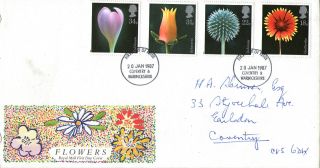 20 January 1987 Flowers Royal Mail First Day Cover Coventy Fdi photo