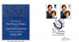 22 July 1981 Royal Wedding Post Office First Day Cover Leicester Shs photo