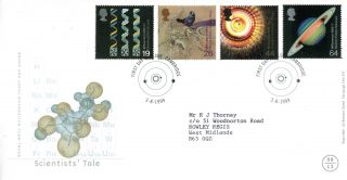 3 August 1999 Scientists Tale Royal Mail First Day Cover Cambridge Shs photo