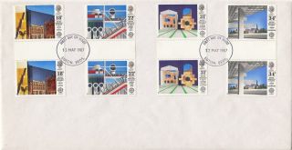 (27950) Gb Fdc Gutter Pairs British Architects In Europe - Luton 12 May 1987 photo