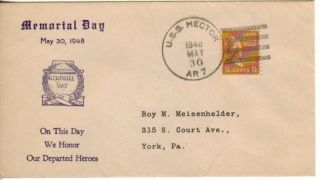 Uss Hector Ar - 7 Naval Cover 1948 Memorial Day Cachet photo