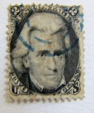 73 Blackjack Blue Cancel 2 Ct 1861 Civil War Issue 19th Century Usa Stamp D35 photo