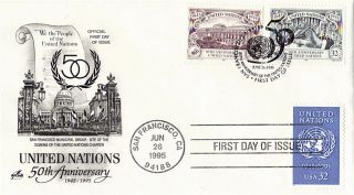 United Nations 1995 Un 50th Anniversary First Day Cover San Francisco Shs photo