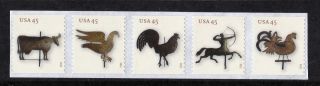 111 Us Stamp Scott 4613 - 17 45¢ Weather Vanes Strip Of 5 photo