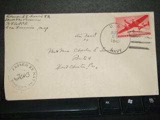 Uss Vammen Dd - 644 Naval Cover 1945 Censored Wwii Sailor ' S Mail photo