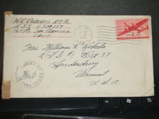 Uss Lsm - 127 Naval Cover 1945 Censored Wwii Sailor ' S Mail photo