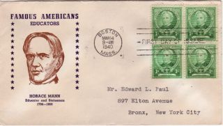 1940 Horace Mann First Day Cover photo