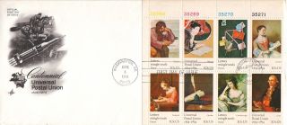 1974 Universal Postal Union Plate Block First Day Cover - - Artcraft photo