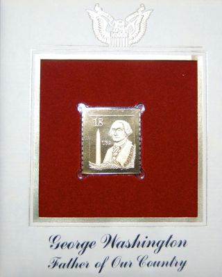 George Washington - Father Of Our Country - 22 Karat Gold Stamp Replica Fdc,  Fdi photo