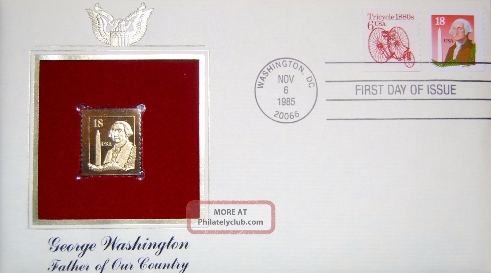 Washington Father Of Our Country 22 Karat Gold Stamp Replica
