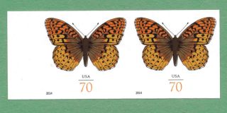 Us Great Spangled Fritillary Butterfly 70c No Die Cut Horizontal Pair photo