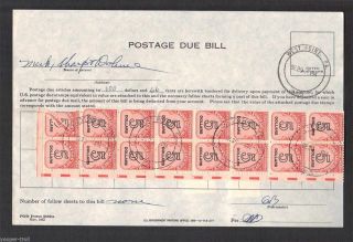 1965 High Denomination Postage Due Bill Totals $100.  66 Usps Form 3582a Great Buy photo