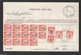 1965 High Denomination Postage Due Bill Totals $70.  68 Usps Form 3582a Great Buy photo