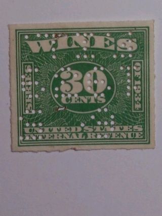 Us Re 101 - 30c - 1934 - Revenue Stamp - Wines - Green - photo