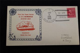Naval Cover - 1st Day Postal Svc - Uss Bowditch (ag - 30) (487) photo