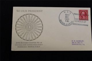 Naval Cover - To Our President - Uss Marblehead (cl - 12) (623) photo