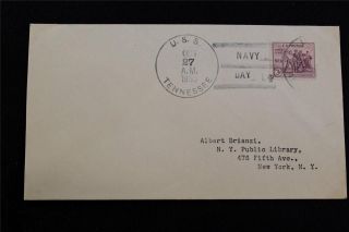 Naval Cover - Navy Day Cancel - Uss Tennessee (bb - 43) (639) photo
