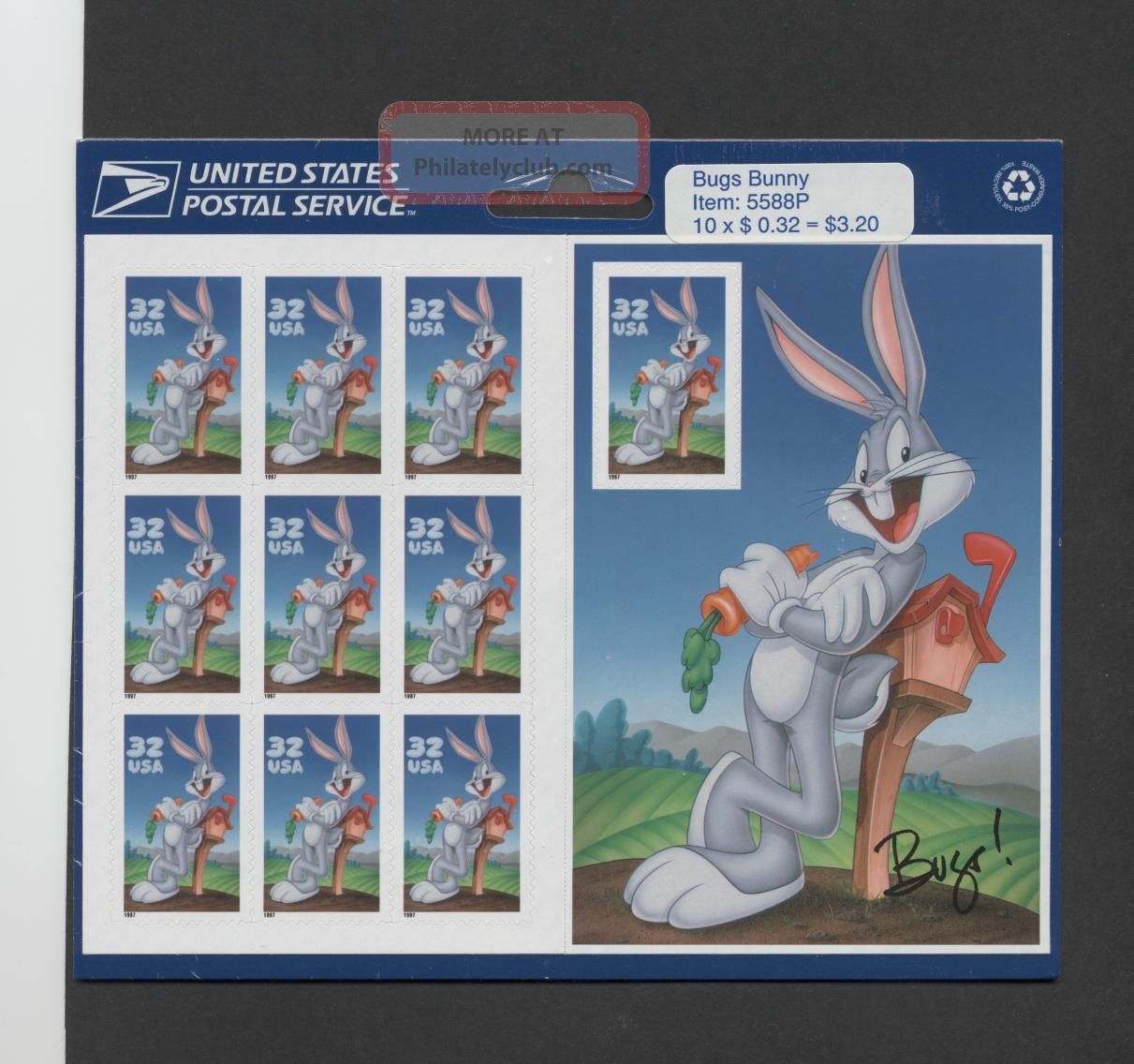 3137 Bugs Bunny Full Sheet (10) (15) Og X/f