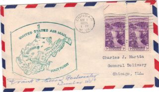 First Flight Cover - Dunbar,  Wv To Chicago,  Il 1935 photo