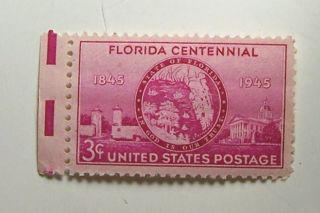 Florida Centennial 3c (1) Stamp Cat 927 F/v12c B/v 80c N/h O/g photo