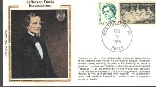 Jeffersn Davis Inauguration (colorano Civil War Silk Cachet Cover) photo