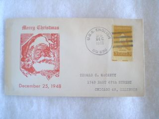 Uss English - Dd 696 - Dec 25 1948 - Christmas Cachet - Merry Christmas - Naval Cover - photo