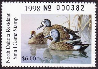 1998 North Dakota State Duck Stamp Never Hinged Vf photo