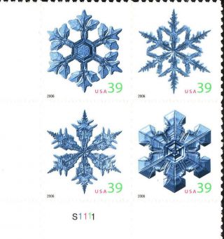 Usa 2006 Snowflakes,  Sc 4104a,  Plate Block Of 4 photo