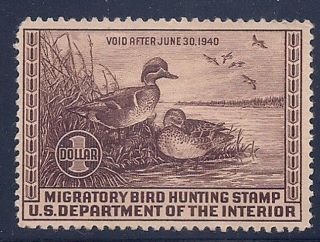Rw6 1939 Federal Duck Stamp Ognh Perfectgum - Noskips@ebay Low $295cv - Offer? photo