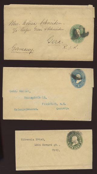 Usa 1890 - 1920 Stationery Wrappers To Hibernia Hotel + Germany + Jamaica. .  4 Items photo
