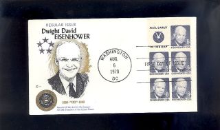 Dwight Eisenhower 1393b Bklt.  Pane Aug.  6,  1970 photo