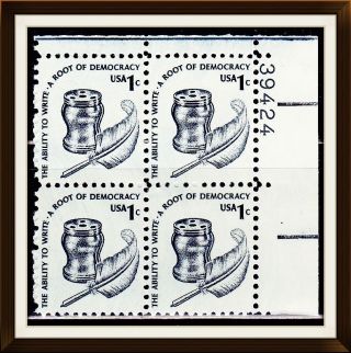 Us Block Of 4 Stamp With Plate 39424 Scott 1581 photo