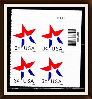 Us Block Of 4 Stamp With Plate B111 Scott 3614 photo