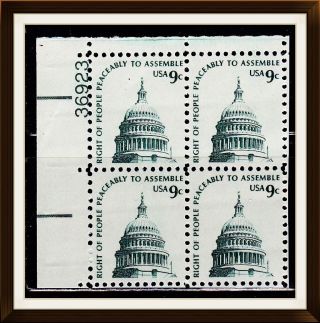 Us Block Of 4 Stamp With Plate 36923 Scott 1591 photo