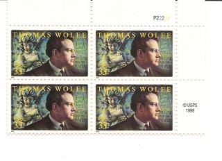 3444 33c Thomas Wolfe,  Plate Block Of 4 433a photo