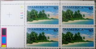 Puas America Ancient Shore Air Mail Numbered Plate Block Of 4 Scott ' S C127 photo