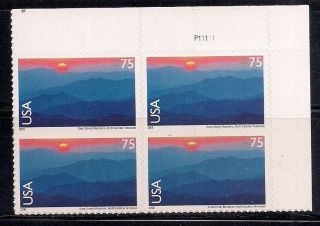 C140 75c Great Smoky Mountains,  Plate Block Of 4, photo