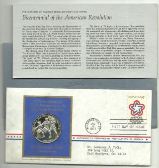 American Revolution Bicentennial First Day Issue Fdc & Silver Coin; July 4,  1971 photo