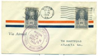 1926 Cam Flight Cover 10n6 Macon,  Ga To Atlanta,  Florida Airways,  628 X 2 photo