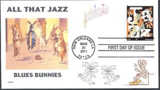 Jazz - Blues Bunnies - Rabbits - Music - Dance - 2011 Jazz Stamp - Fdc - Dwc photo