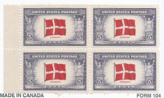 Us Stamp 920,  Denmark Overrun Country,  Block Of 4, photo