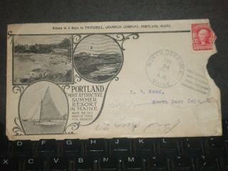 Twitchell,  Champlin Co Postal History Cover 1907 Portland To Deer Isle,  Maine photo