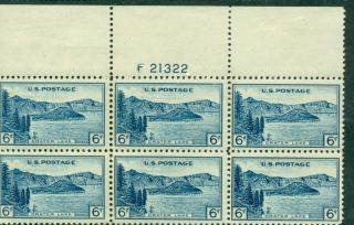 745,  Crater Lake,  (block Of 6),  6 Cent,  1934,  M - Og photo