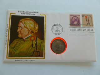 $1 Susan B.  Anthony Coin & Fdc 1979 - S 3c Sc 784 & Sc 1610 Colorano Cachet Cover photo